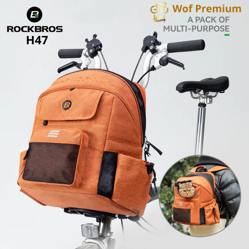 ROCKBROS  H47 Tas Ransel Stang Depan Sepeda Lipat Tas Keranjang pembawa Hewan Peliharaan Kucing Anji