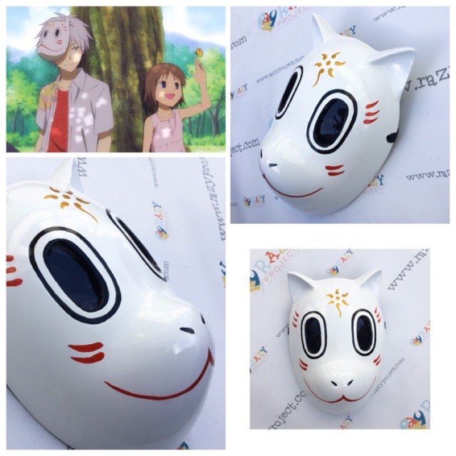 Gin Nagareboshi Hotarubi Kitsune Fox Rubah Mask Topeng Kayu Cosplay Anime Jepang