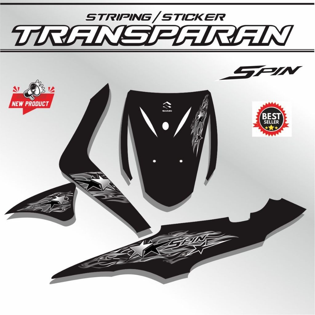VARIASI KEREN STRIPING TRANSPARAN MOTOR SPIN MOTIF KEREN STIKER POLET STIKER SPIN 125