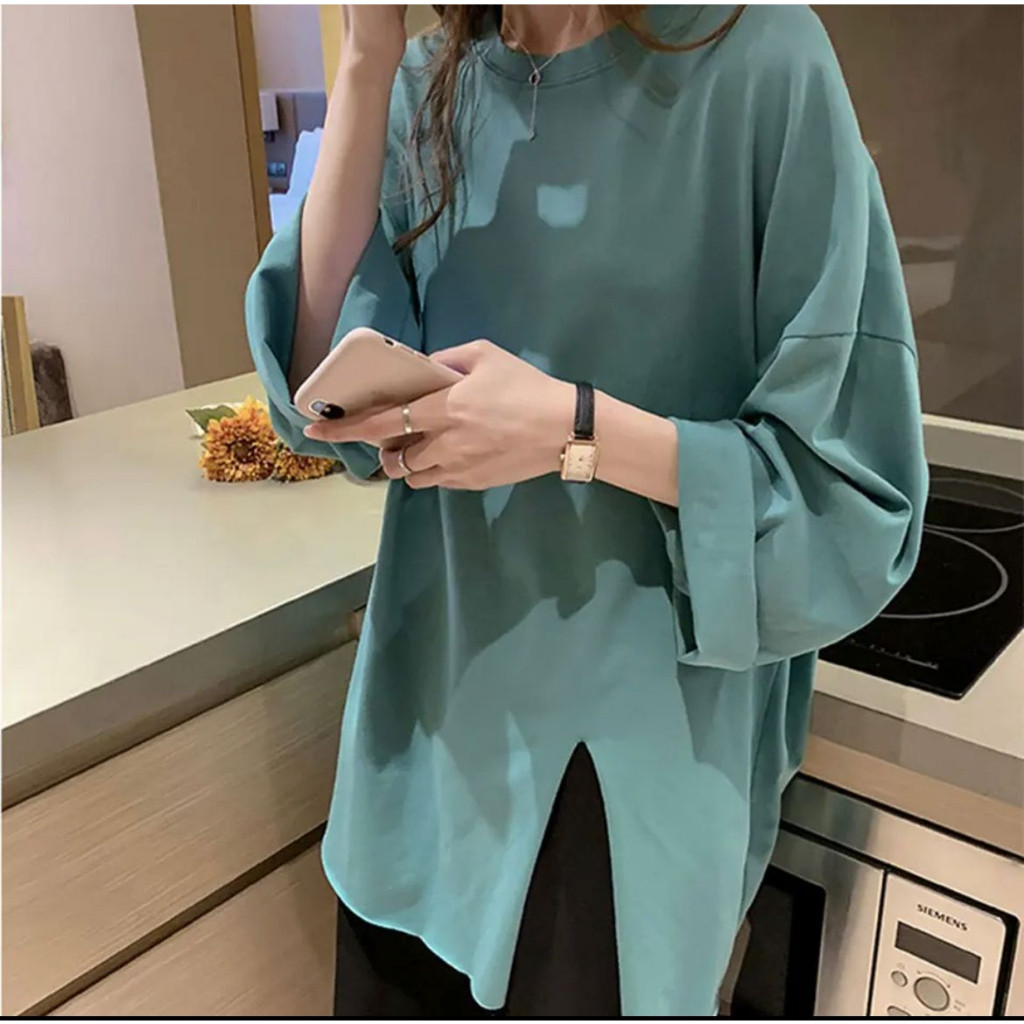 ATASAN BLUS WANITA POLOS BASIC/ATASAN BELAH DEPAN LENGAN PANJANG MODEL BELAH DEPANTERBARU/PAKAIAN MU