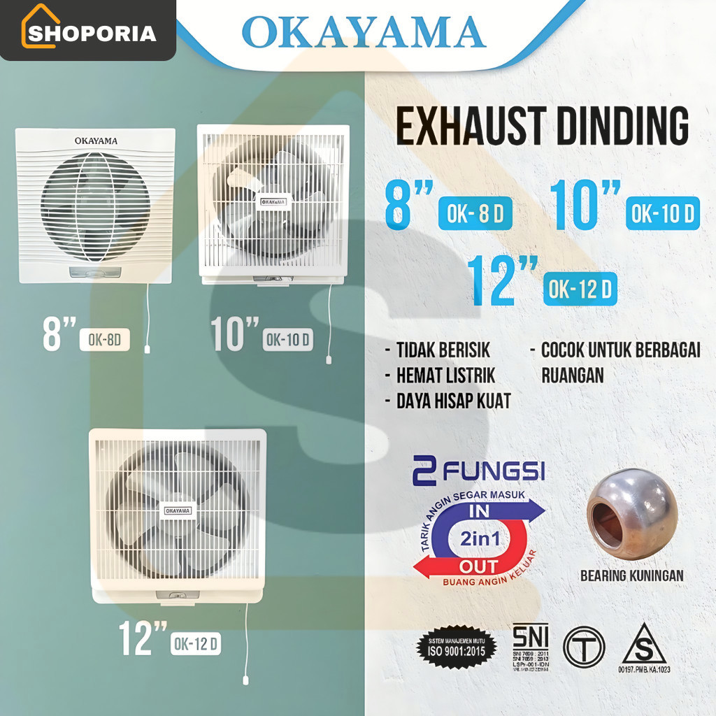 OKAYAMA Kipas Angin Exhaust fan/ Hexos Dinding OKAYAMA 8/10/12 INCH