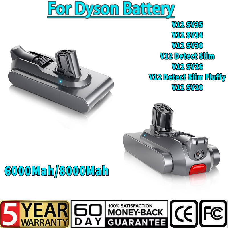 For Dyson V12 25.2V 6.0Ah /8.0ah Replacement Battery Vacuum Cleaner Battery For V12 Series SV20 SV30