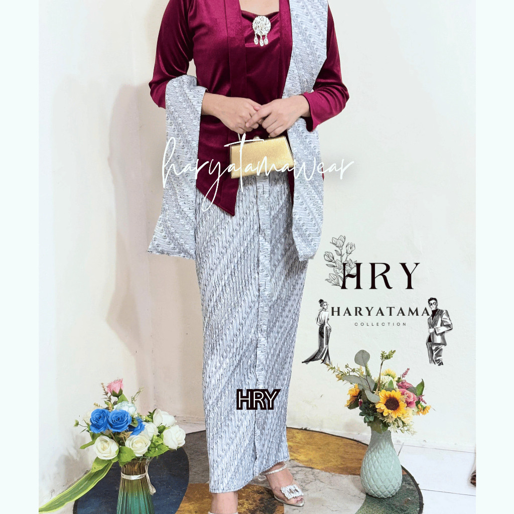 SPESIAL PROMO  [Set] Rok Plisket Wiru + Selendang Parng Putih - Jarik Instan Wiru/Wiron- Rok Batik (