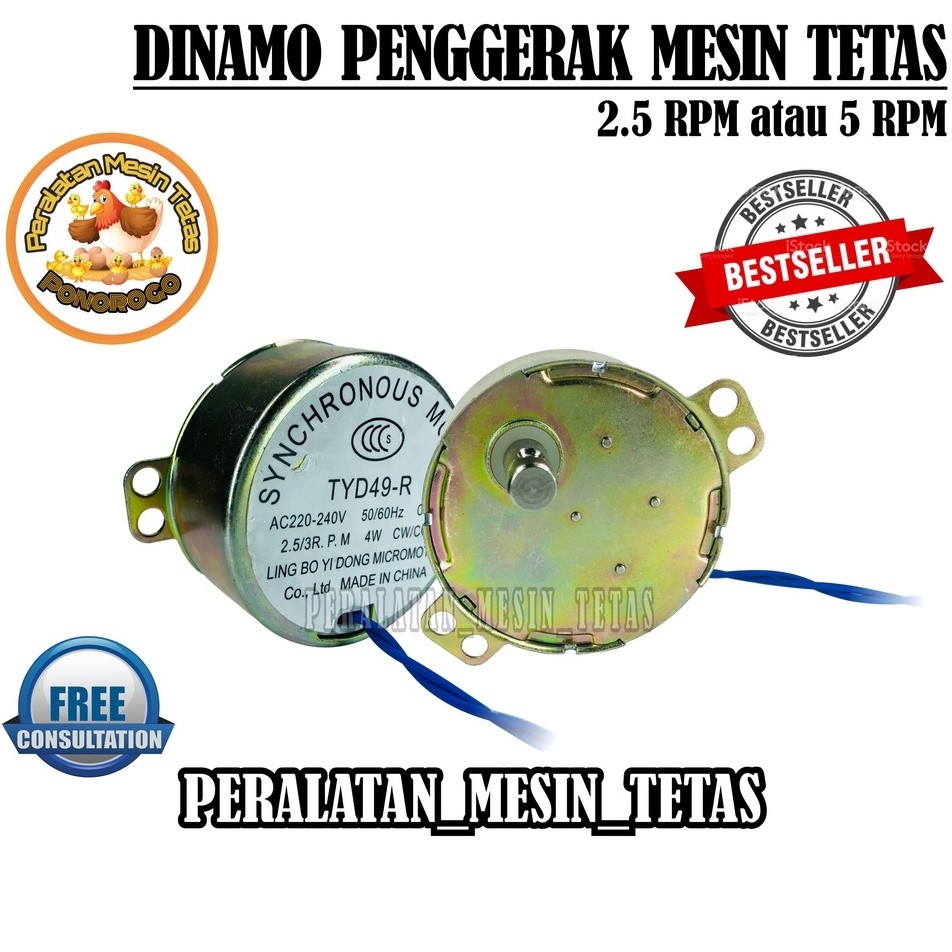 SPECIAL .. Dinamo Mesin Tetas Ac Dinamo Synchronous 2.5RPM DAN 5RPM Wty