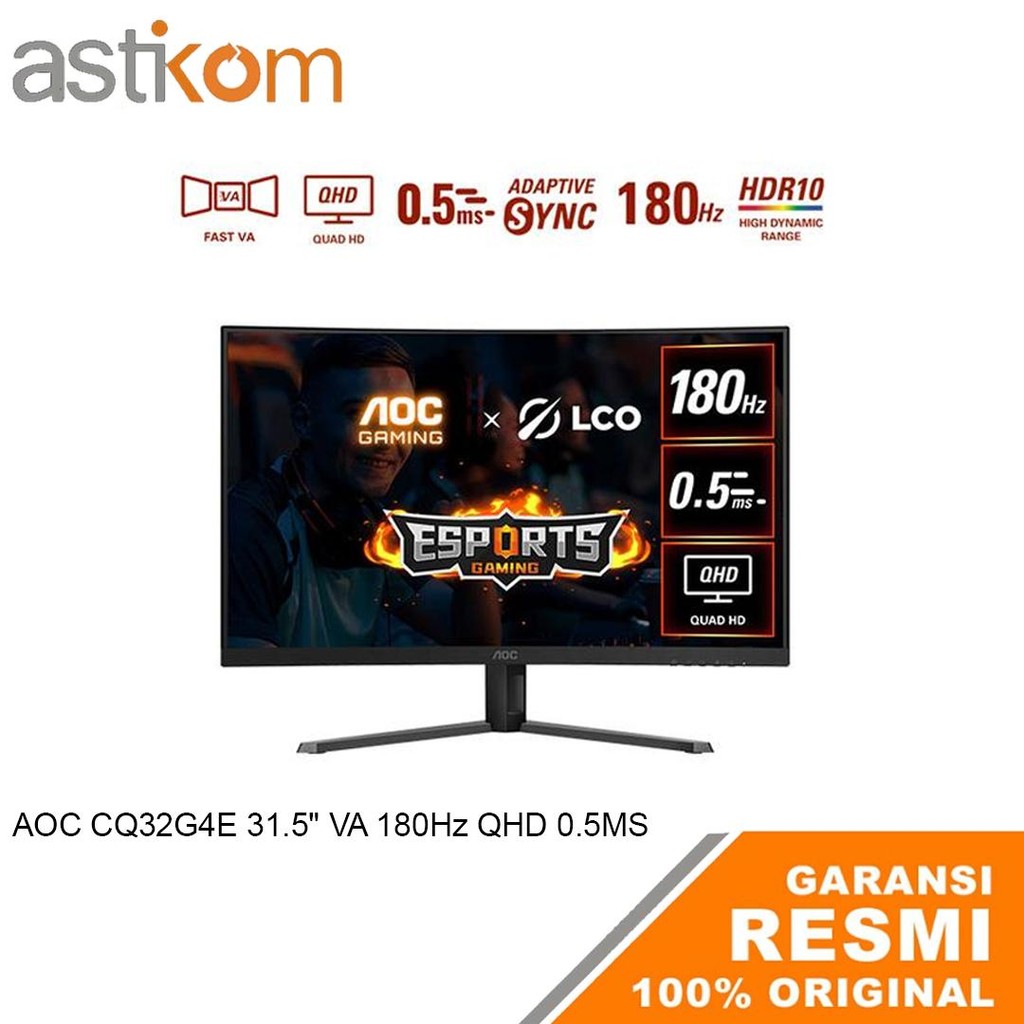 LED Monitor 32" AOC CQ32G4E Curved Fast VA 180Hz 0.5ms HDMI
