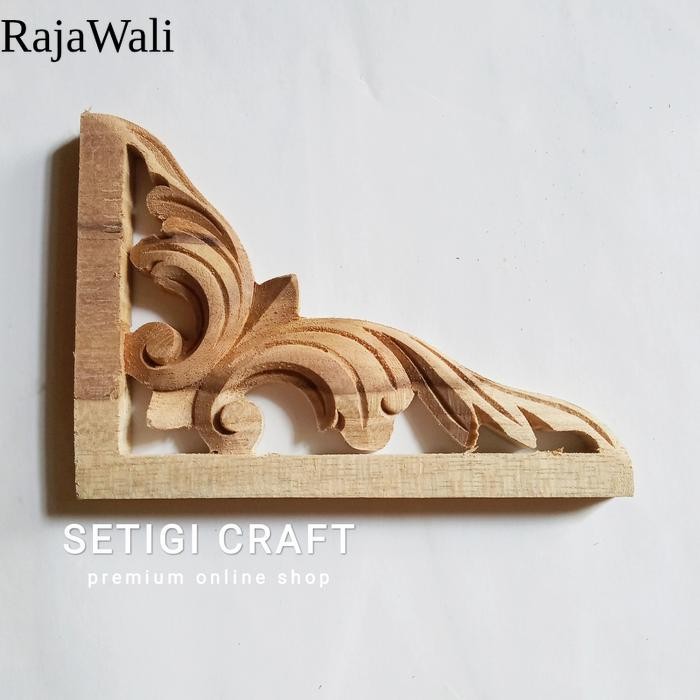 Tempel Sudut Kayu Jati Berukir 1 Set - Polos RJ14