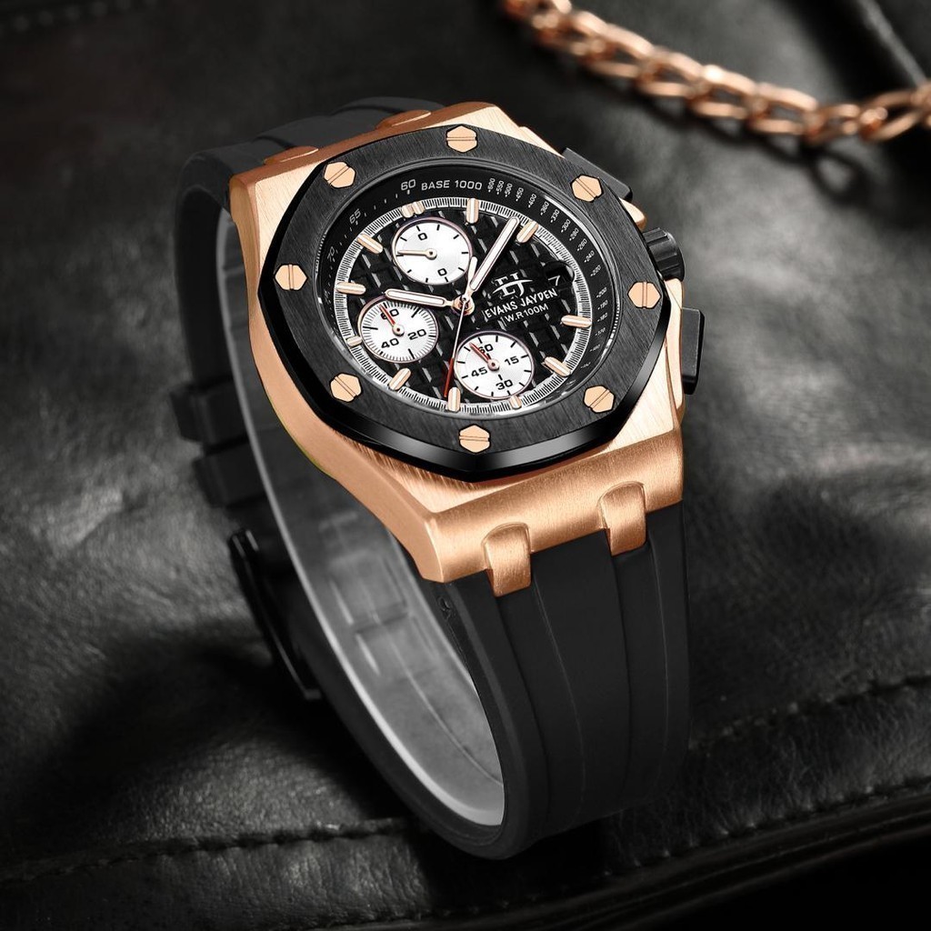 Terlaris Evans Jayden Jam Tangan Pria 9560-1 Rubber Kaca Safir Water Resistant 10ATM [SALE]