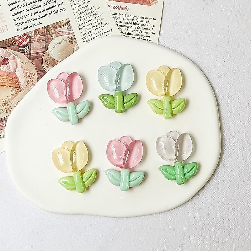 Stiker 3D/Stiker Mobil Tulip/Dekorasi Kendaraan Listrik/Warna Permen Lucu/Bunga Kecil/Dekorasi Helm 
