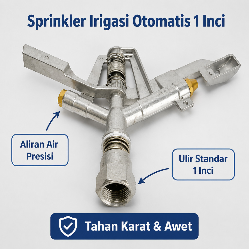 Sprinkler Irigasi Otomatis Putar 1 Inci Aluminium Tahan Karat Aliran Air Presisi Tahan tekanan air t