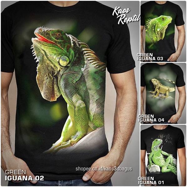 KAOS IGUANA | Baju Kaos REPTIL IGUANA HIJAU | Kaos Iguana Lover GREEN IGUANA Reptil Mania PREMIUM S-