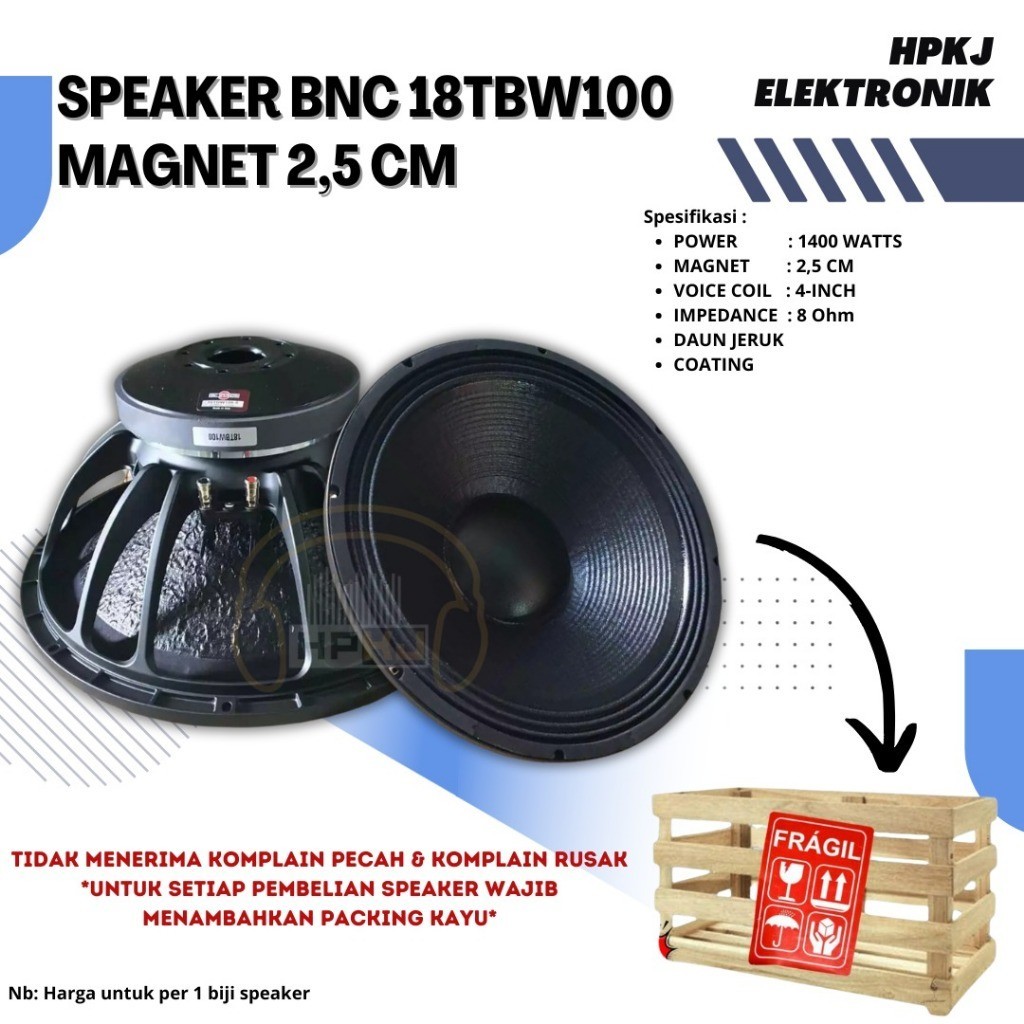 SPEAKER KOMPONEN 18TBW100 Speaker 18 TBW 100 MAGNET 2.5CM