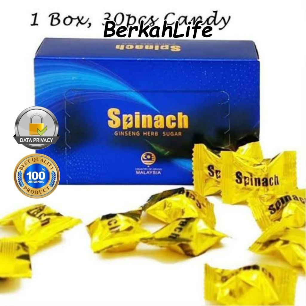Permen Kesehatan  Energi  Spinach Candy Original Isi 30 Pcs Permen Ginseng