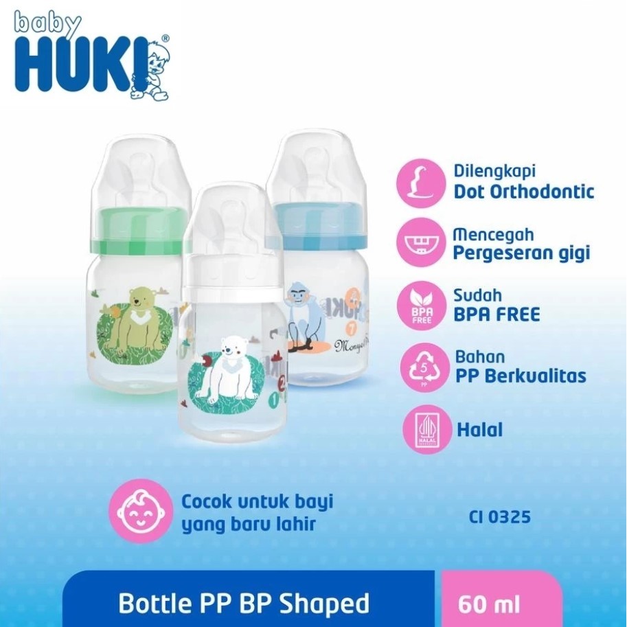 HUKI BOTOL PP SHAPED BOX 60ml CI0325