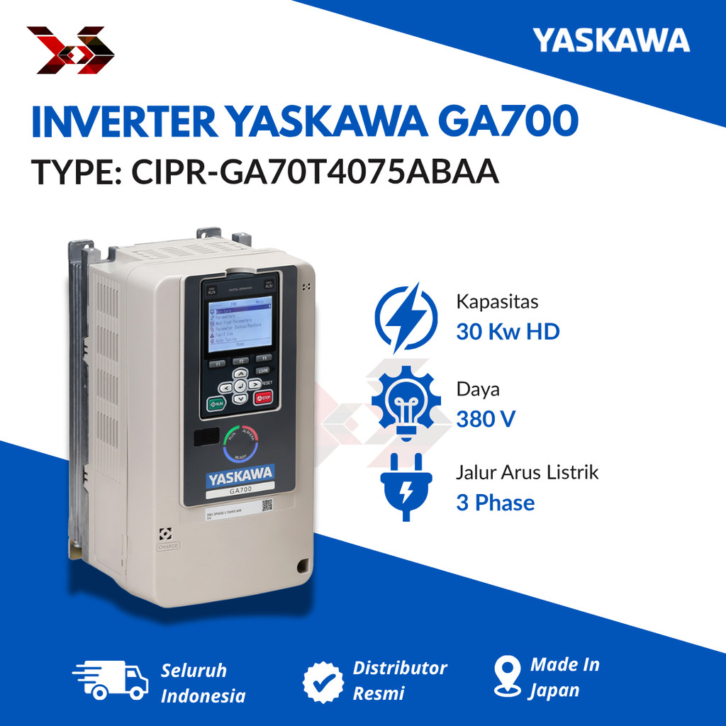 INVERTER YASKAWA GA700 TYPE: CIPR-GA70T4075ABAA 30KW HD