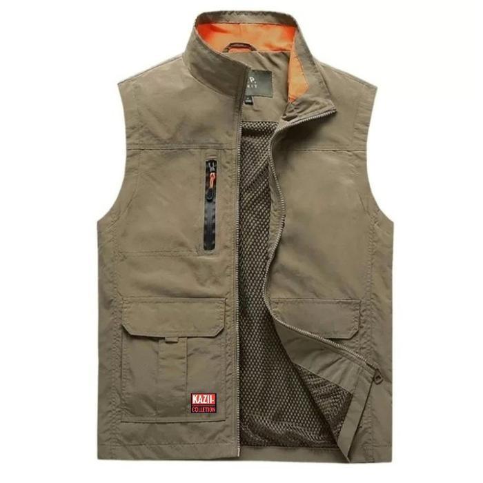 Rompi pria terbaru / rompi motor / rompi vest / rompi casual Keren - Krem, 2xl