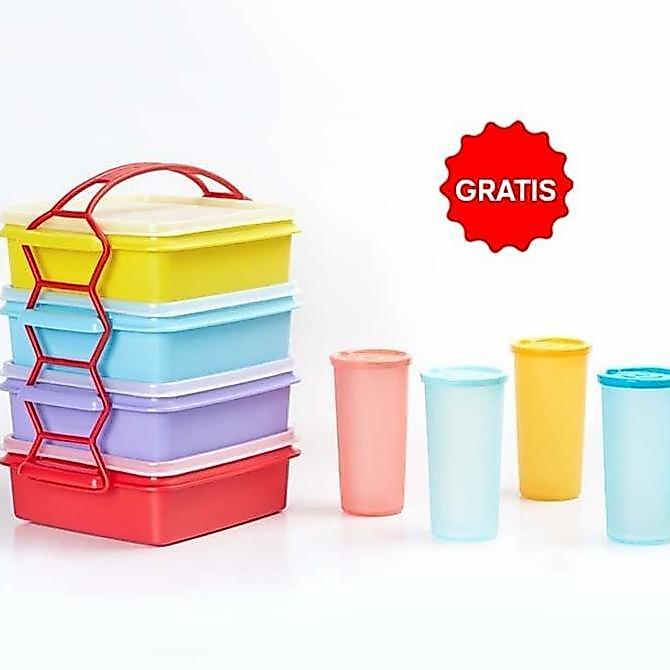 Promo Tupperware Click To Go Round @880 Ml | Rantang 4 Susun | Promo