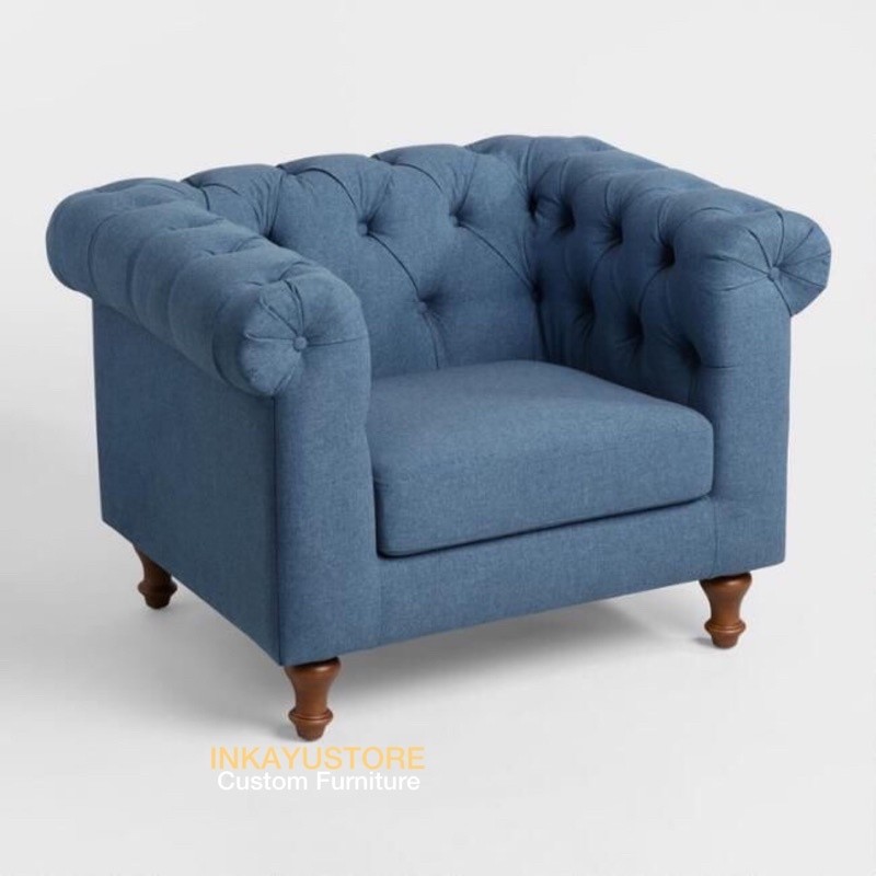 SOFA CHESTERFIELD SINGE KAIN DAPHNIE | SOFA SINGLE KAIN DAPHNIE MEWAH
