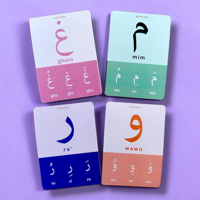 Flash Card Hijaiyah Ukuran Jumbo Kartu Belajar Mengenal dan Membaca Huruf Arab Alat Anak Toys - -