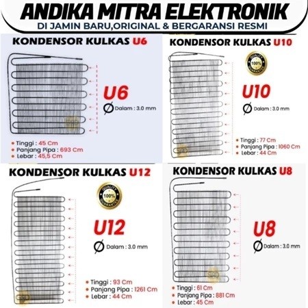 ( 5 Pcs Perdus ) Kondensor Kulkas Kondensor Showcase Bahan Tembaga Kondensor U6 Kondensor U8 Kondens