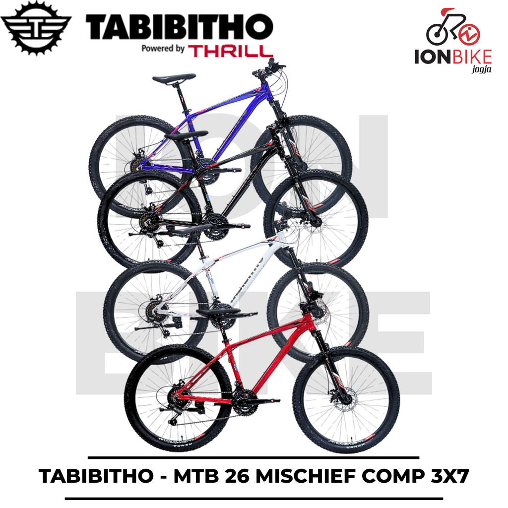 Sepeda MTB 26 Inch Tabibitho Mischief Comp 3x7 Terbaru Frame Alloy Ringan Gunung Murah Dewasa Anak S