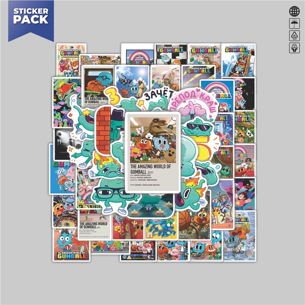 

[100PCS]Stiker Pack Stiker Kartun The Amazing World of Gumball Aesthetic Vinyl Anti Air Dekorasi Sticker Laptop Buku Journal Koper Helm Casing HP Gitar Helm Skateboard