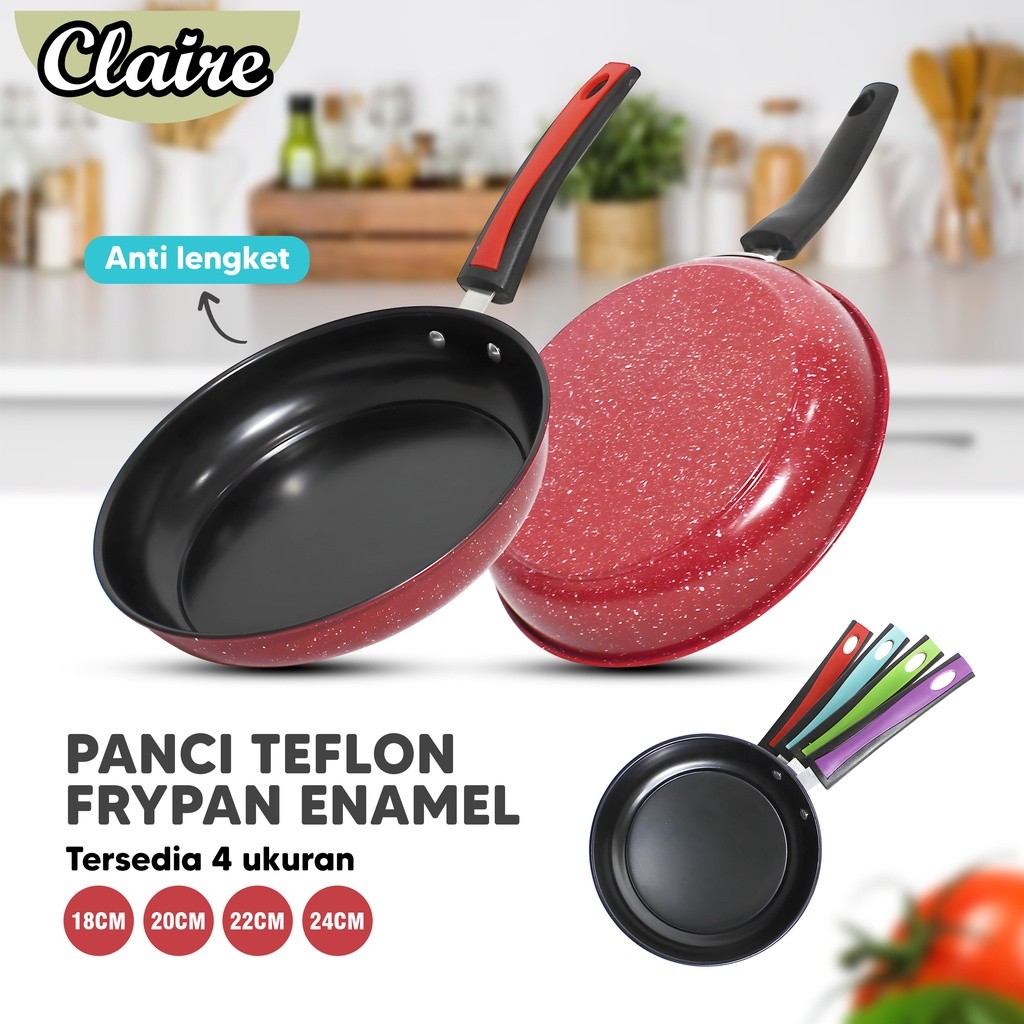 Panci Teflon Frypan Enamel / Panci Penggoreng Warna - Harga Grosir