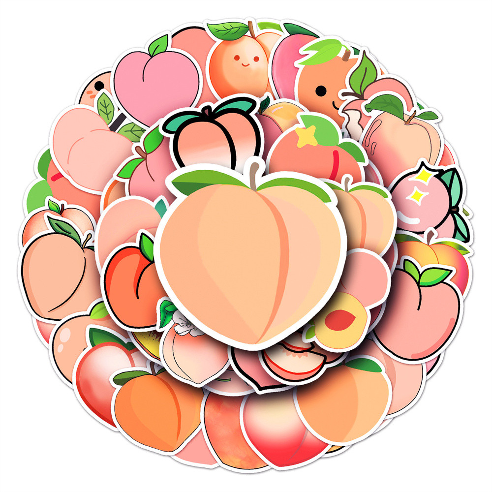 

50PCS Peach Cartoon Personality Creative Sticker Water Cup Refrigerator Computer Suitcase Notebook Waterproof