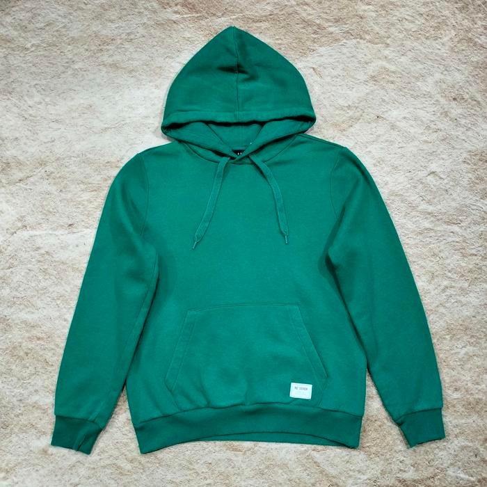 jaket pullover hoodie polos hijau UGIZ jemper sweater casual pria murah bagus size M