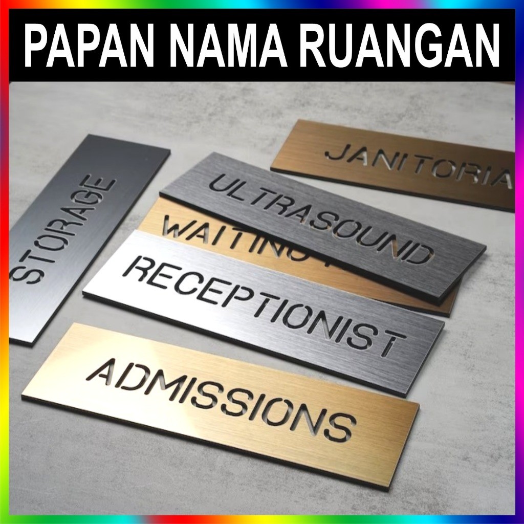 

Custom Sign Nama Ruangan | Sign Board Stainless Steel Mewah Modern