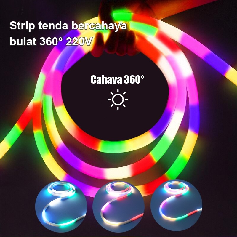 Strip Lampu LED Selang Bulat RGB 220V, Colok dan Siap Lampu LED Strip Lampu Hias Kafe