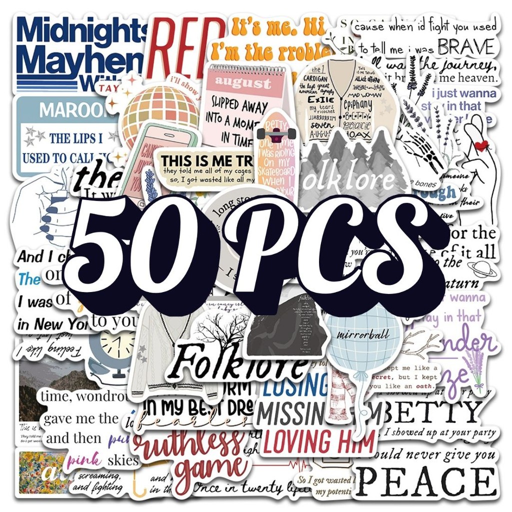 

Sticker Female Singer 50PCS – Taylor Swift Album, Anti Air Waterproof Cocok Motor Helm Laptop HP Botol Minum Koper Buku Journal