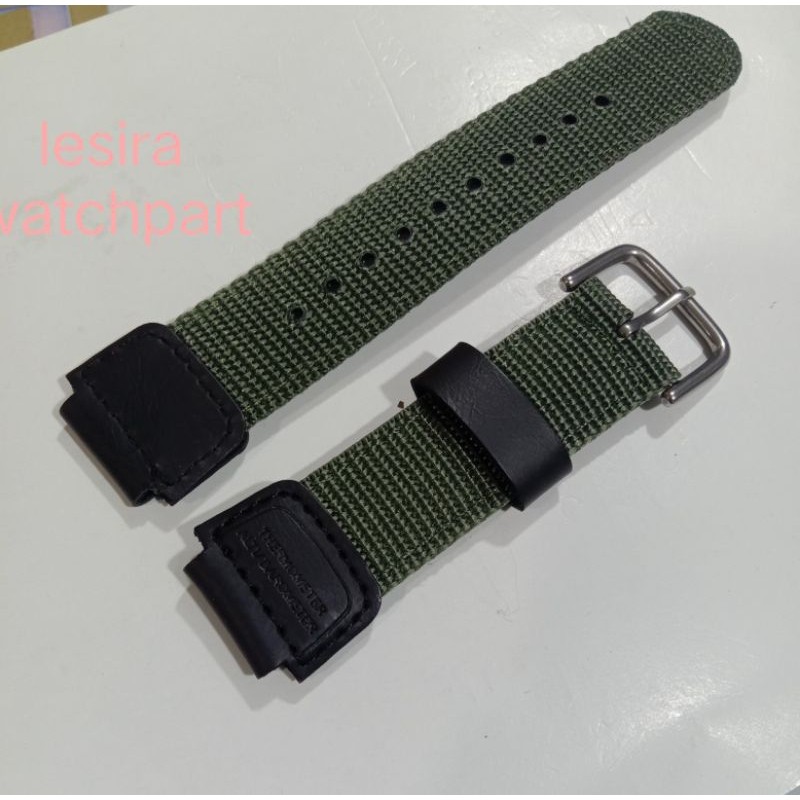 strap Nylon Tali jam kanvas Casio 18mm AE-1000 AE-1200 AE-1300 Hijau Army  Casio W219H