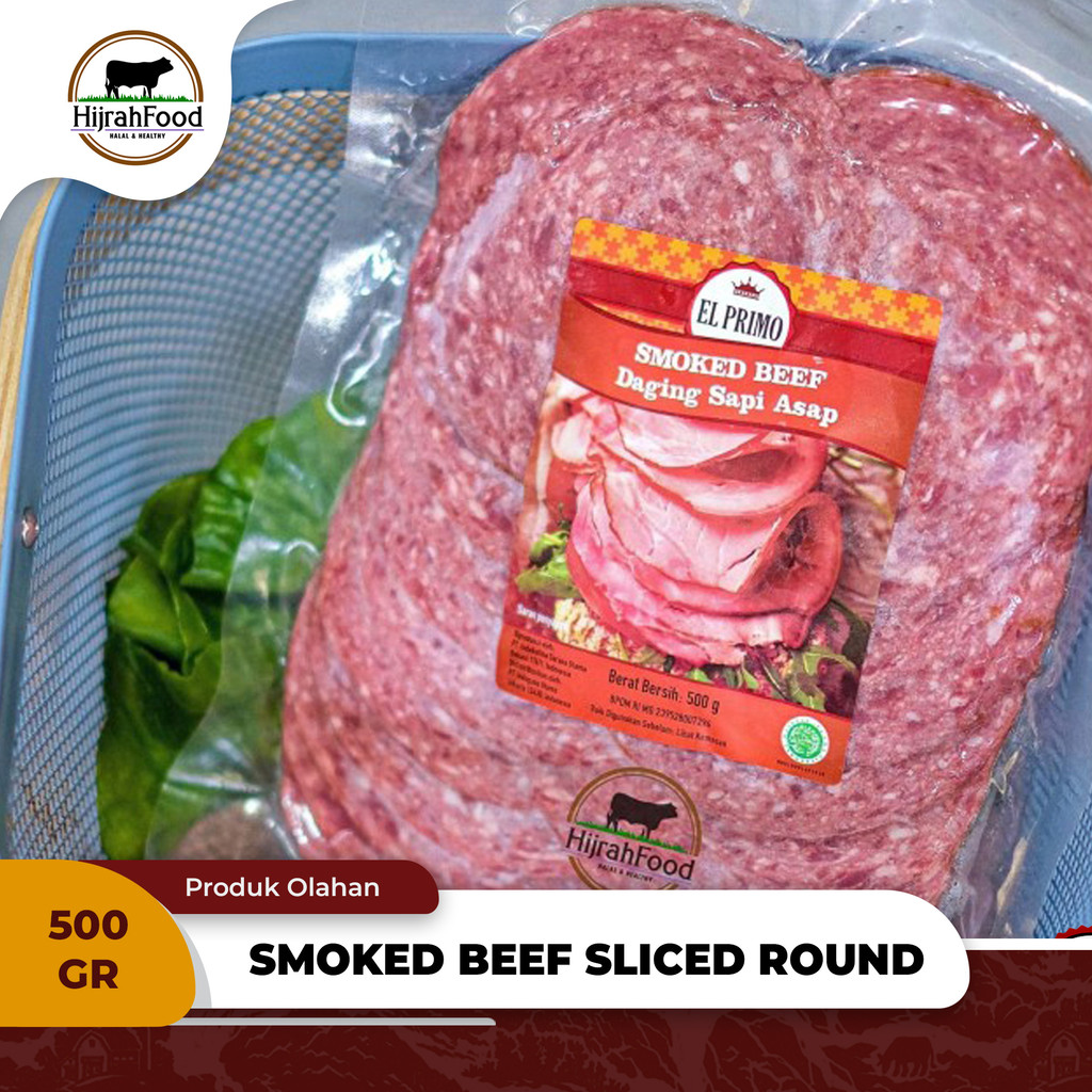 

Elprimo Smoked Beef Ham Sliced Round - Daging Sapi Asap Bulat