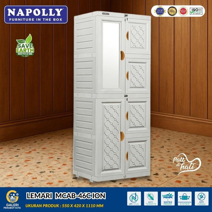 Lemari susun Minimalis Napolly Mini Cabinet Cermin 4 susun Lemari Furniture Plastik