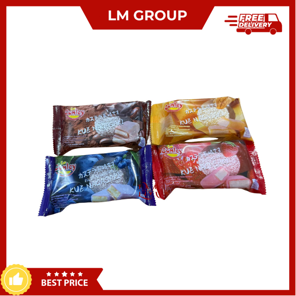 Conley Kue Nagasaki Mochi Nagasaki isi Selai Coklat/Stroberi/Mangga/Blueberry 35gr LM Snack Grosir