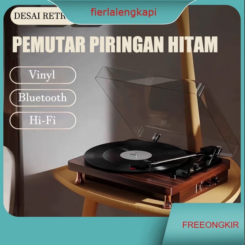 Pemutar Piringan Hitam Vinyl Player Turntable Vinyl Record Player Multifungsi Speaker Bluetooth
