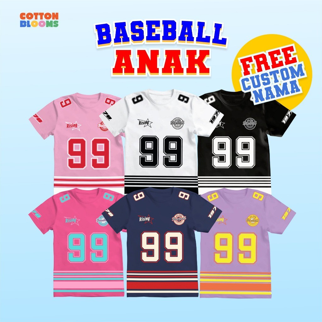 GANGSASHOP  Kaos anak baseball motif angka - kaos anak laki laki dan perempuan kaos anak angka - kao