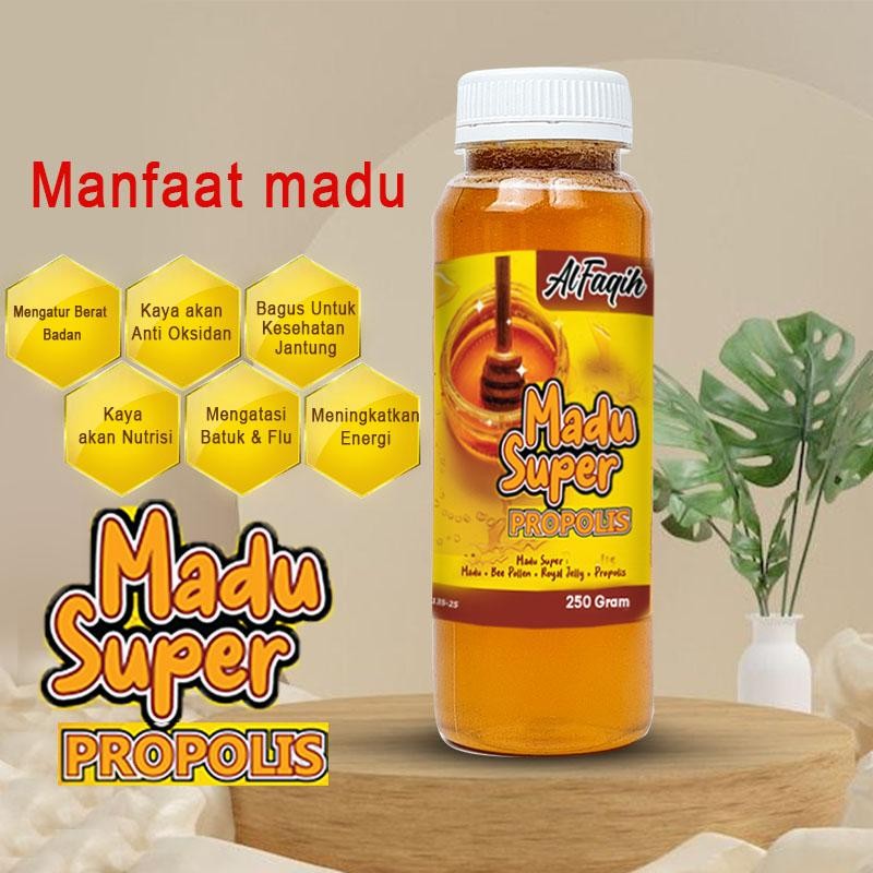 

madu super propolis ekstra royal jelly bee pollen madu alfaqih 250 gram