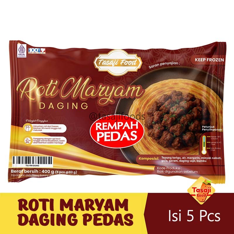 

Tasaji Roti Maryam Daging Pedas Rempah Isi 5 Pcs Frozen
