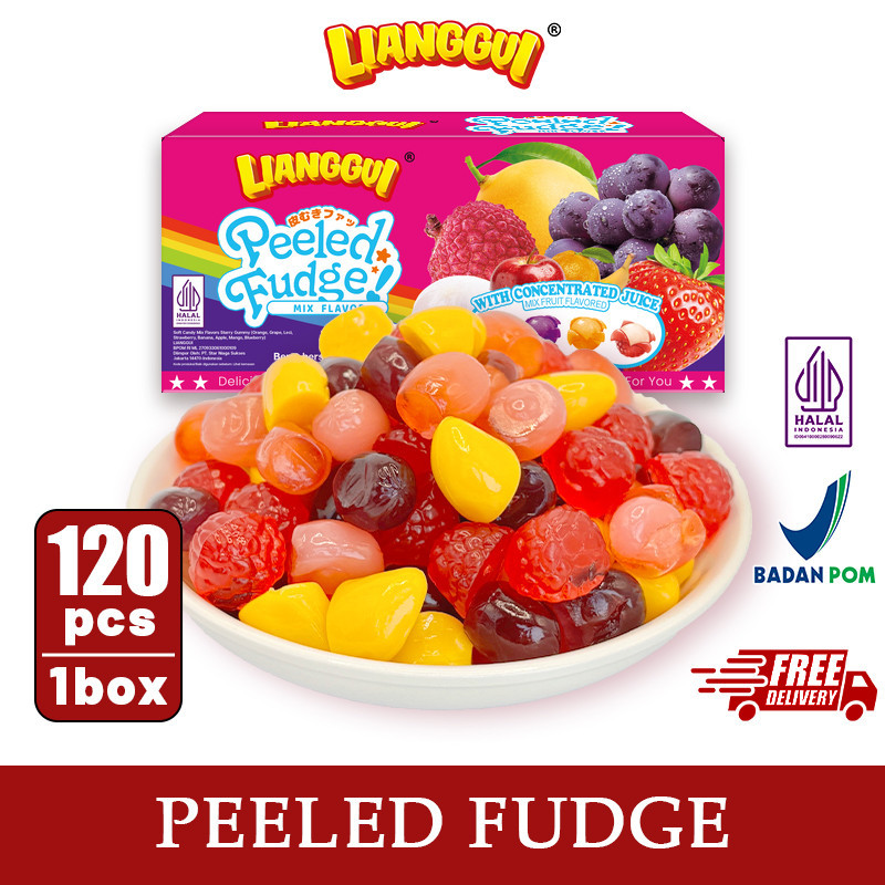 

120Pcs Lianggui Permen Kupas Rasa Buah HALAL Stroberi Mangga Jeruk Kenyal Manis Snack Kantor Piknik.....