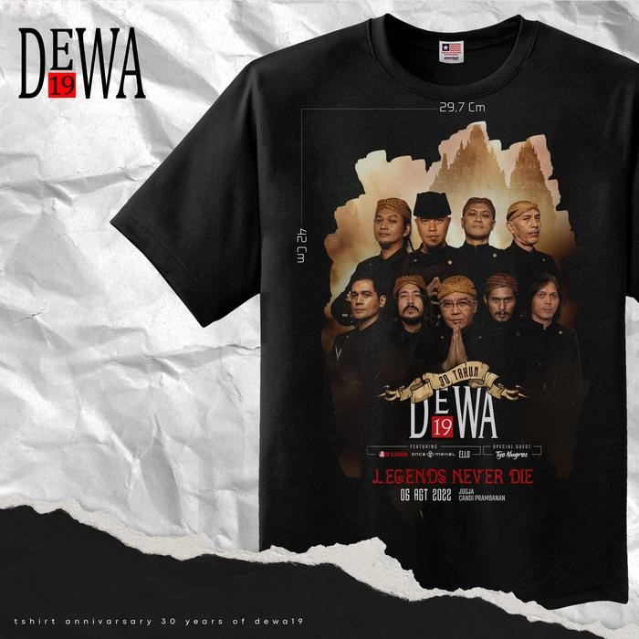 (COD) KAOS PREMIUM DEWA 19 SPECIAL EDITION 30 TAHUN KONSER PRAMBANAN - Hitam, S