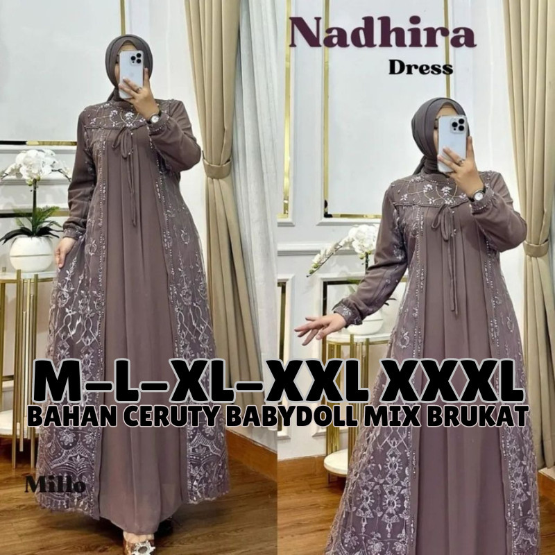 GAMIS KONDANGAN I GAMIS VIRAL Gamis Terbaru Elegan Mewah Nadhira Dress Bahan Ceruty