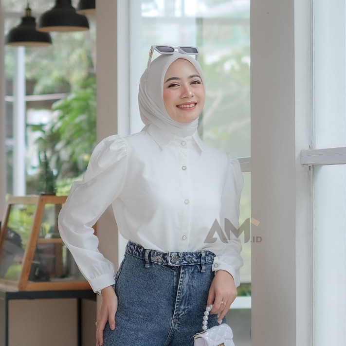 [𝗭𝗮𝗵𝗮𝗿𝗮 𝗠𝗼𝗱𝗲] Hyeri Shirt / Top Cotton Madonna / Atasan Wanita / Fashion Hijab Muslim