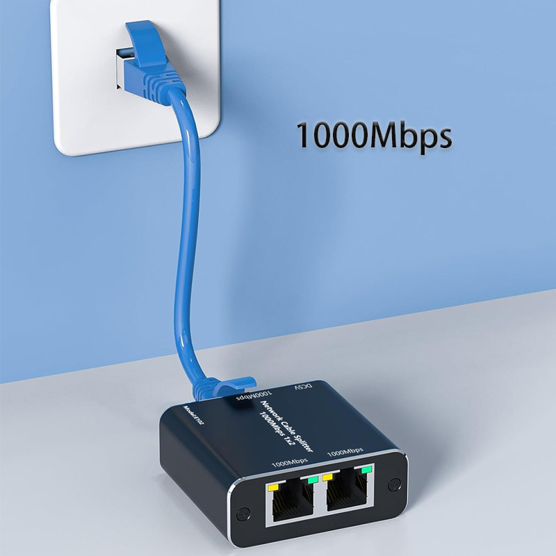 Gigabit Network Cable Splitter RJ45 Game Network Switch Plug and Play RJ45 Ethernet Splitter Adapter