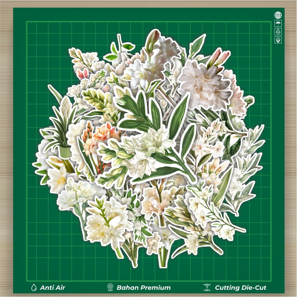 

HOT 50 PCS STIKER Stiker Tuberose Flower [Bunga Sedap Malam] Stiker Fashion Cars Decal Dingin Kartu Album Custom Vinyl Anti Air- Sticker Aesthetic Buku Journal Koper Casing HP Tablet Laptop Helm Motor Botol Minum