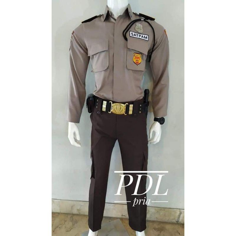 Termurah seragam satpam security PDL coklat model terbaru tangan panjang Lengkap
