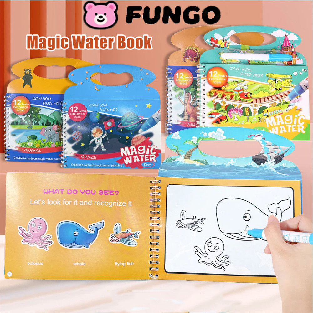 (2-6 tahun)Magic Water Book Buku Ajaib Belajar Mewarnai Edukasi Anak Buku Gambar Ajaib Anak