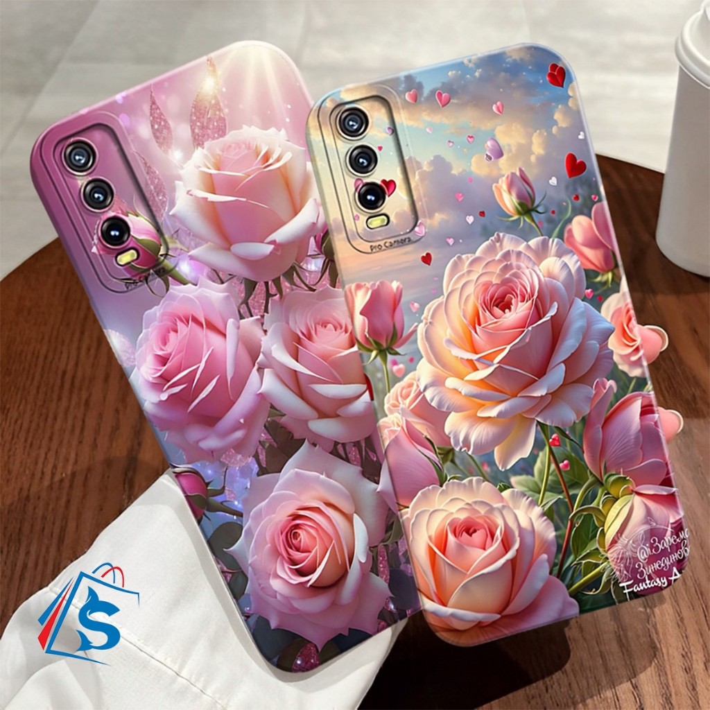 [SHARKCASE] Softcase Vivo Y12s Y20 Y20s Y20i Y20G Y20a Y35 Y22 Y22s Motif Bunga Mawar Cantik - Case 