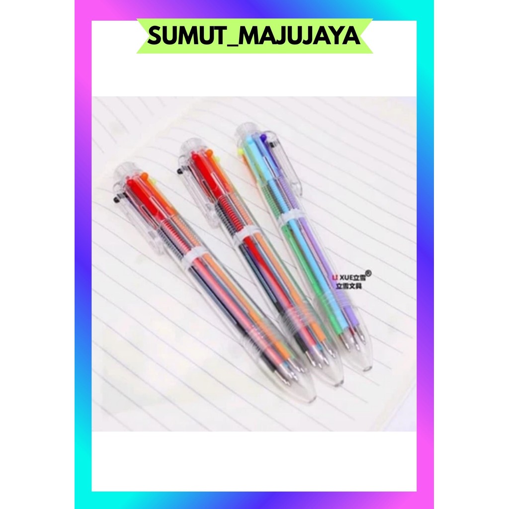 

SMJ PULPEN 6 WARNA ISI TINTA 6IN1 PENA 0.5MM / BALLPOINT PERLENGKAPAN MENULIS MULTICOLOR PEN