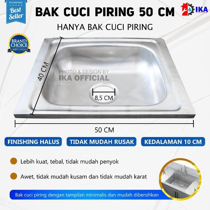 PAKET TERMURAH Bak cuci piring Kitchen sink stainless steel 50x40cm Bonus Kran Angsa Cuci Piring / B